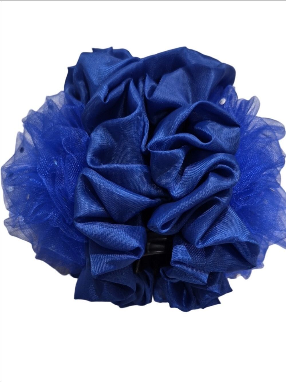Royal Blue Floral Chiffon Satin Hair Claw Clip Medium